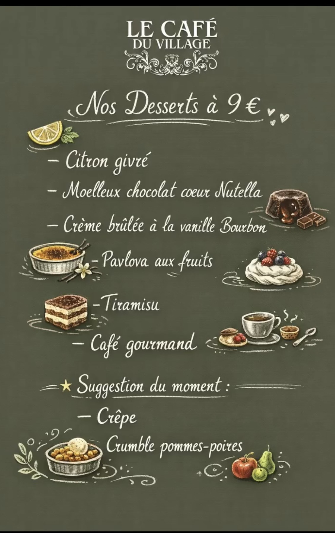 Carte desserts